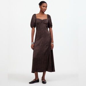 Madewell Puff-Sleeve Sweetheart Midi Dress, Size 8